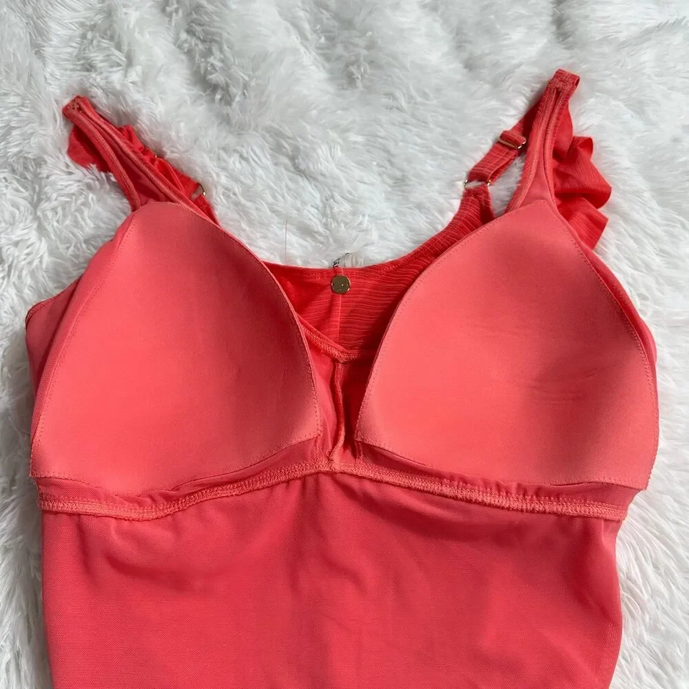 Artesands Aria Manet One Piece in Coral Plus Sz 20 Ruched V-neckline Swimsuit